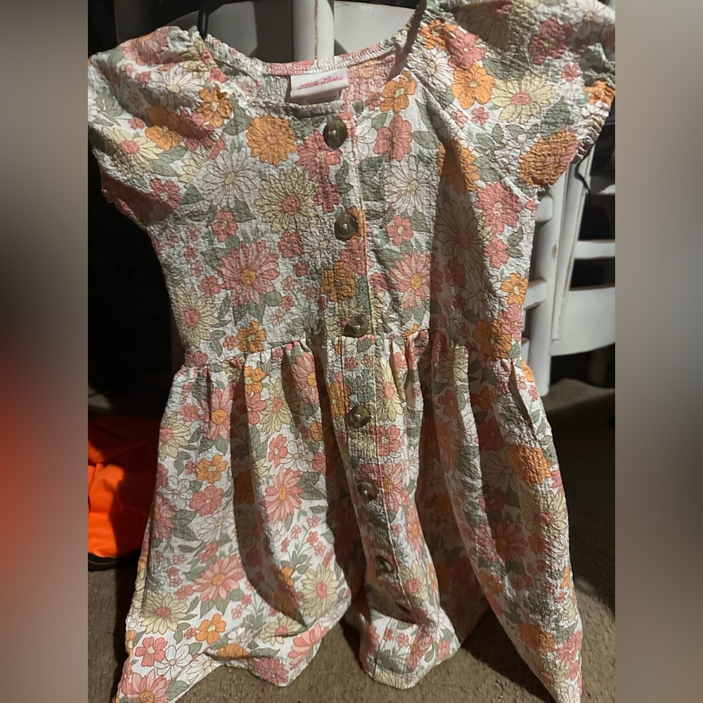 Little Lass Floral Button-Front Dress
